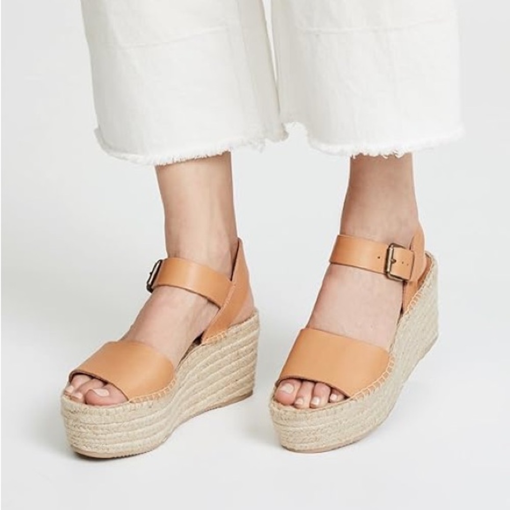 Soludos Minorca Leather Espadrille Platform Wedge Size 7